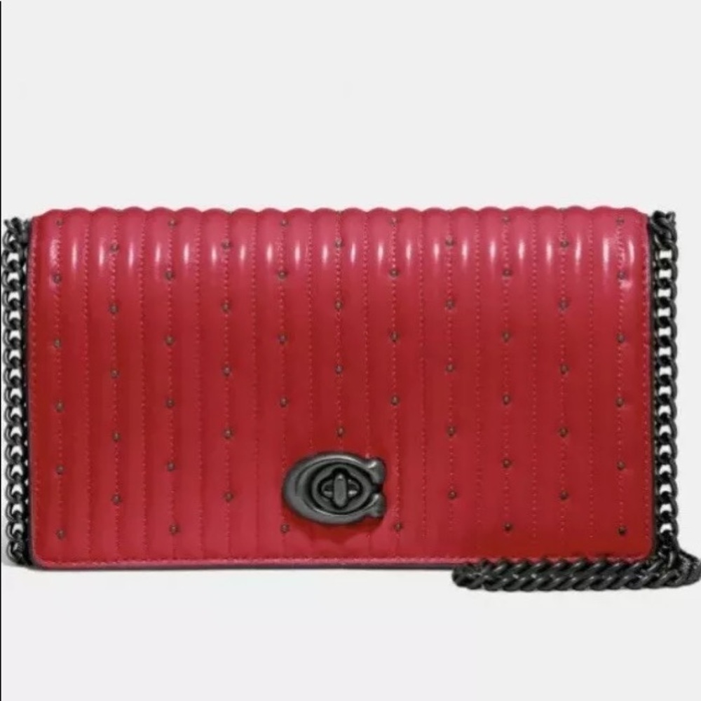 Coach 76152 Quilting Rivets Red/Pewter Belt Bag